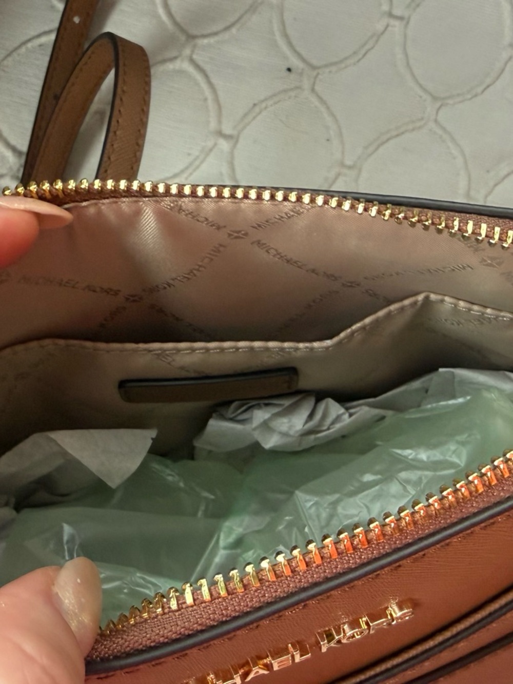 Michael Kors Jet Set Travel Medium Dome Crossbody Bag in Brown - Picture 6 of 8